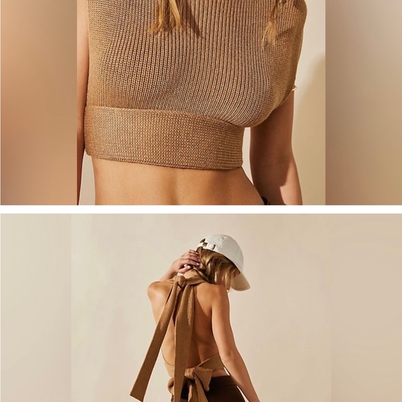 Free People Beach Orchid Convertible Sweater Tank-L-Bright Green-see pics NWOT - Picture 7 of 12